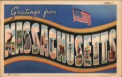 Greetings from Massachusetts Postcard Postcard Postcard