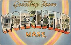 Greetings from Worcester Massachusetts Postcard Postcard Postcard