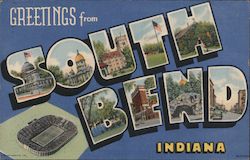 Greetings from South Bend Indiana Postcard Postcard Postcard