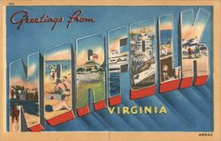 Greetings from Norfolk Virginia Postcard Postcard Postcard