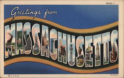 Greetings from Massachusetts Postcard Postcard Postcard