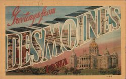 Greetings from Des Moines Iowa Postcard Postcard Postcard