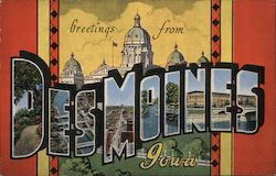 Greetings from Des Moines Iowa Postcard Postcard Postcard