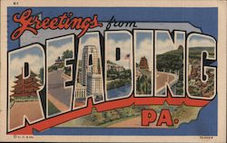 Greetings from Reading Pennsylvania Postcard Postcard Postcard