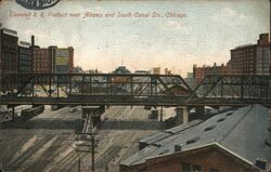 Elevated Railroad Viaduct near Adams and South Canal Streets Postcard
