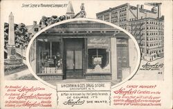 Street Scene and Monument Postcard