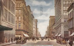 Nicollet Avenue, Showing Retail District Postcard