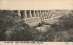 Dam From the Top -Grand River Dam Postcard