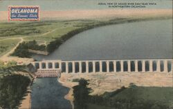 Aerial View of Grand River Dam Near Vinita Postcard