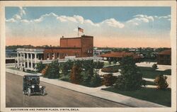 Auditorium and Parker Plaza Postcard