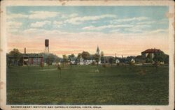 Sacred Heart Institute and Catholic Church, Vinita, Okla. Postcard