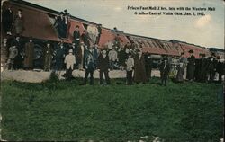 Frisco Fast Mall 3 hrs late with the Western Mail 6 miles East of Vinita Okla. Jan. 1, 1912 Postcard