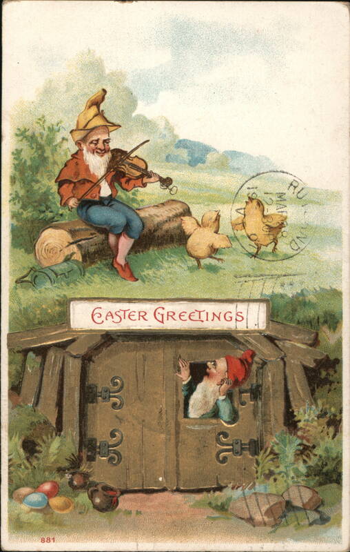 Easter Gnomes with Chicks Postcard