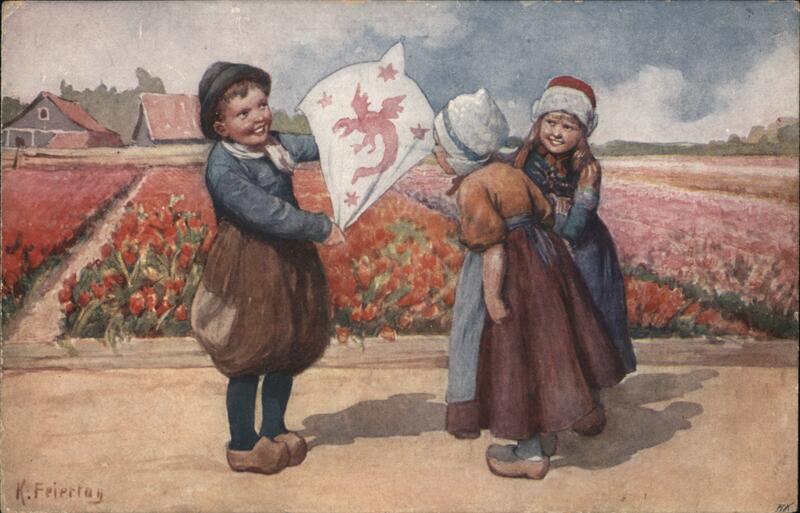 Dutch Children with Dragon Kite Austria K. Friertag