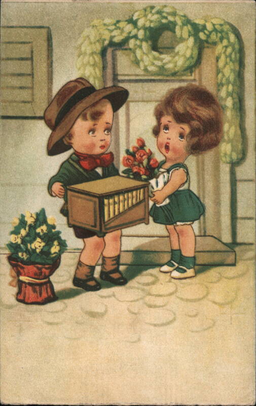 Boy & Girl with Accordion Children