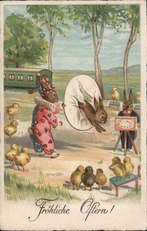 Frohliche Ostern Easter Bunny Chicks With Bunnies