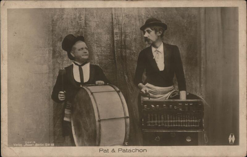 Pat & Patachon Postcard Organ Grinders