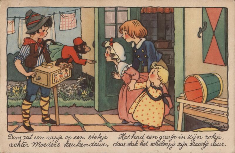 Dutch Children & Organ Grinder Monkey Frieda Nolle