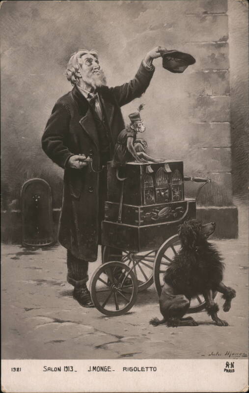 Rigoletto with Organ Grinder & Dog Paris France J. MONGE