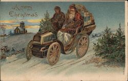 Merry Christmas Santa Car Postcard