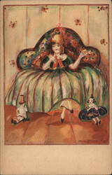 Erma Maison-Kurt Little Girl & Dolls Postcard Postcard