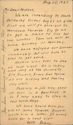 Letter to Mother from Ervin McDonald Postcard