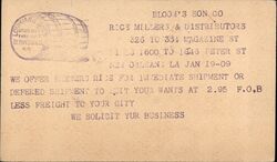 Bloom's Son Co. Rice Millers & Distributors New Orleans LA Postcard