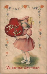 Me for You Valentine Girl Postcard