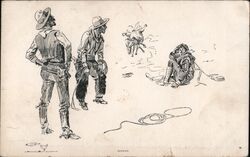 Chas M Russell Cowboy Lassoing Steer Postcard Postcard