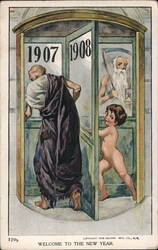 Welcome 1908 New Year Postcard Postcard