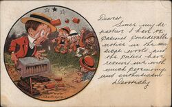 Comic Organ Grinder Postcard