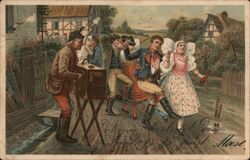 Festive German Dancers Postcard