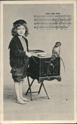 Auld Lang Syne Child Monkey Postcard