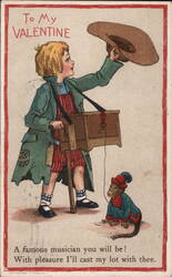 To My Valentine Boy with Monkey Postcard