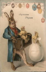 Joyeuses Pâques Easter Bunny Postcard
