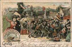 German Fair Crowd Scene Postcard