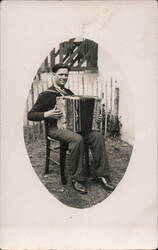 Man Playing Accordion Postcard