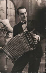 Man Playing Accordion Postcard