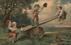 Children on See Saw Postcard