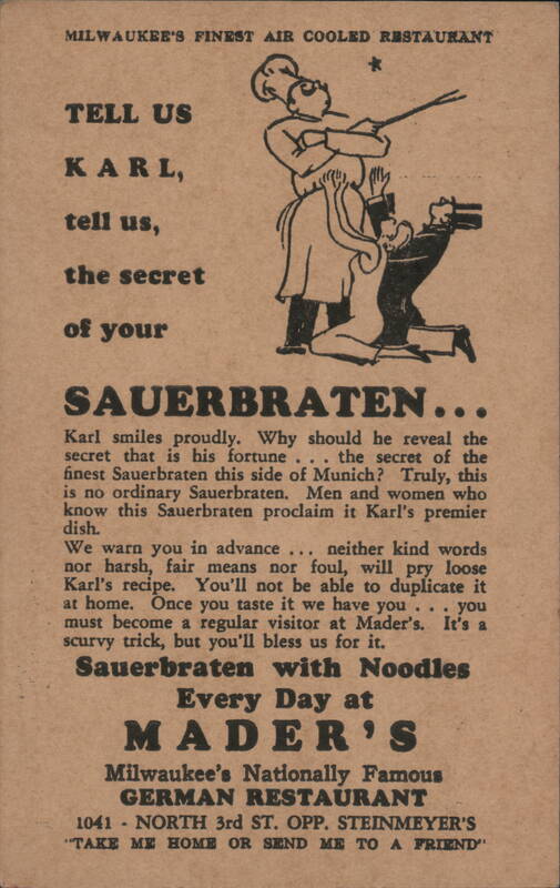 Mader's Restaurant Sauerbraten Milwaukee Wisconsin
