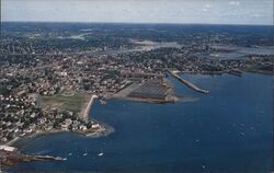 Air View of Derby Wharf and Salem Harbor Postcard