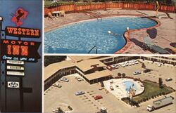 Western Motor Inn, Pool Postcard