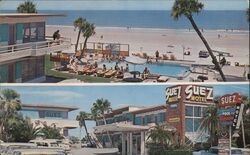 Suez Beach Motel, Heated Pool Postcard
