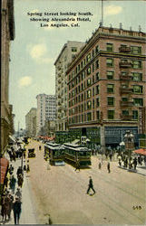 Spring Street Looking South, Showing Alexandria Hotel Postcard