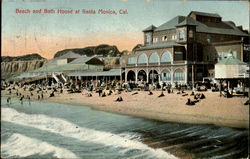Beach And Bath Houses At Santa Monica, Cal. California Postcard Postcard