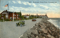 Boulevard, Ocean Front Coronado, CA Postcard Postcard