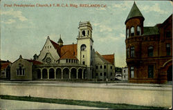 First Presbyterian Church & Y.M.C.A. Bldg Redlands, CA Postcard Postcard