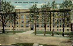 High School Building Jackson, MI Postcard Postcard