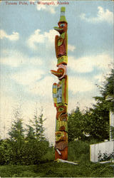 Totem Pole, Fort Wrangell Alaska Postcard Postcard
