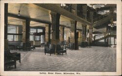 Lobby, Hotel Pfister Postcard
